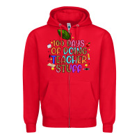 Red 100 days of doing teacher stuff Zipper Hoodie - Artiststas
