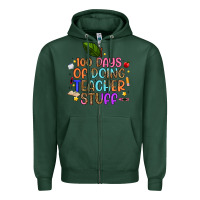 Sports Green 100 days of doing teacher stuff Zipper Hoodie - Artiststas