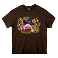 Chocolate Brown halloween pig Heavy Core Tee - CowhideDigitalArt