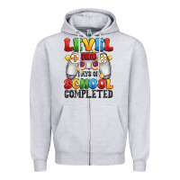 Heather Grey level 100 days of school completed Zipper Hoodie - Artiststas