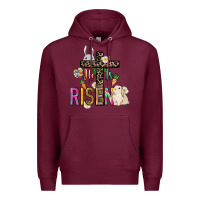Burgundy He is risen Easter Day Premium Hoodie - HowdyJamesFarm