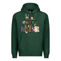 Sports Green He is risen Easter Day Premium Hoodie - HowdyJamesFarm