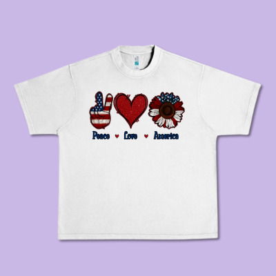 Peace Love America Urban Heavy Tee Designed By Jasminsmagicworld