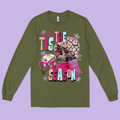 Tis The Season Winter Skull Long Sleeve Tee Designed By Nancycooperartshop