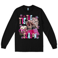 Black tis the season winter skull Long Sleeve Tee - NancyCooperArtShop