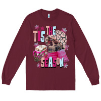 Burgundy tis the season winter skull Long Sleeve Tee - NancyCooperArtShop