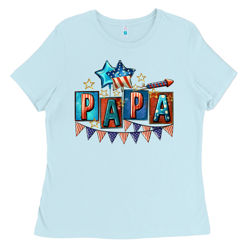 American Papa 4th Of July Ladies Tee by CowGirlArtShop | Teevron