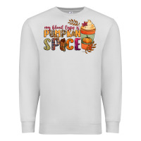 Dove Grey my blood type is pumpkin spice Premium Sweatshirt - NancyCooperArtShop