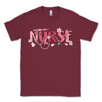 Burgundy nurse breast cancer awareness Classic Tee - MaliasSmallBusiness