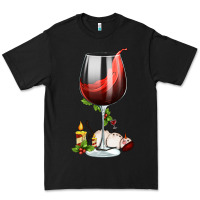 Black christmas wine glass Premium Tee - FaDigitalArtStudio