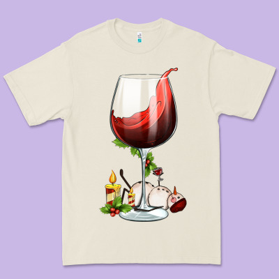Christmas Wine Glass Premium Tee Designed By Fadigitalartstudio