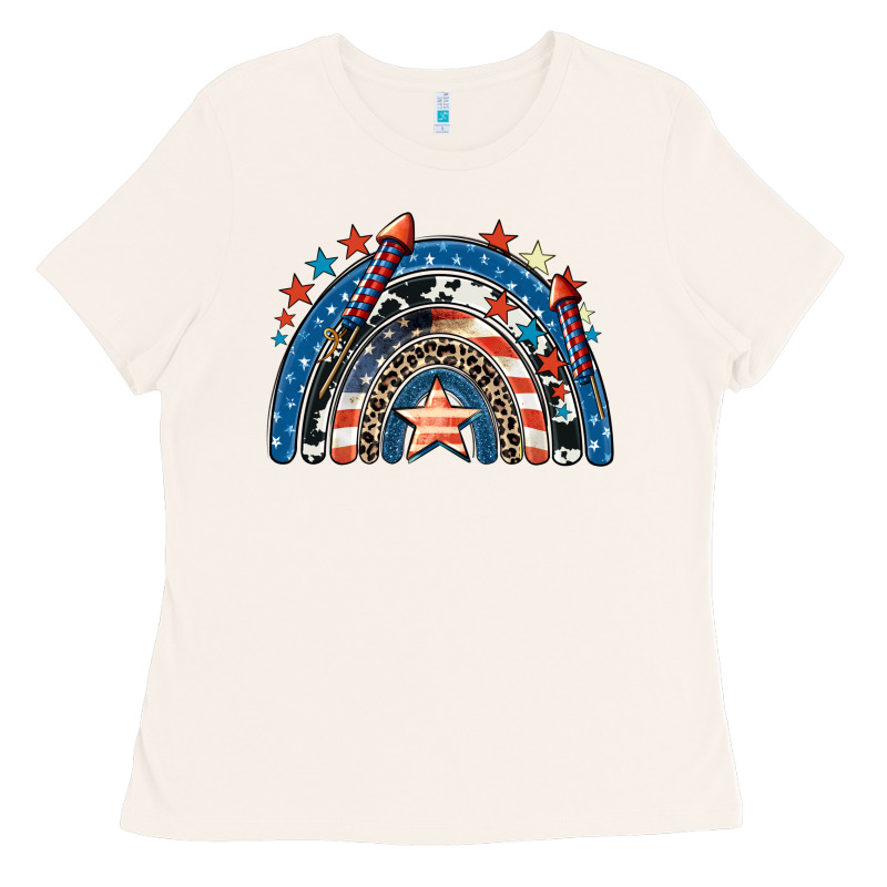 American Rainbow 4th Of July Ladies Tee by CowGirlArtShop | Teevron