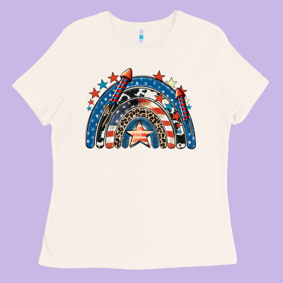 American Rainbow 4th Of July Ladies Tee Designed By Cowgirlartshop