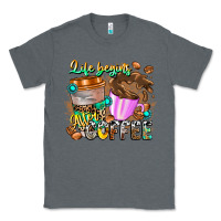 Charcoal Heather Life Begins After Coffee Classic Tee - CowhideDigitalArt