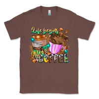 Chestnut Life Begins After Coffee Classic Tee - CowhideDigitalArt