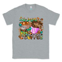Heather Grey Life Begins After Coffee Classic Tee - CowhideDigitalArt