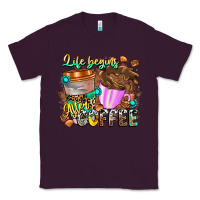 Plum Life Begins After Coffee Classic Tee - CowhideDigitalArt