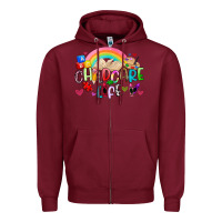 Burgundy childcare life Zipper Hoodie - Artiststas