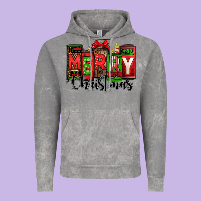 Merry Christmas License Plate Letters Vintage Hoodie Designed By Jasminsmagicworld