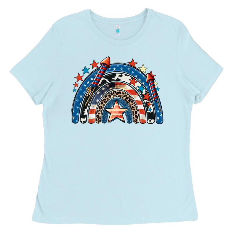 American Rainbow 4th Of July Ladies Tee by CowGirlArtShop | Teevron
