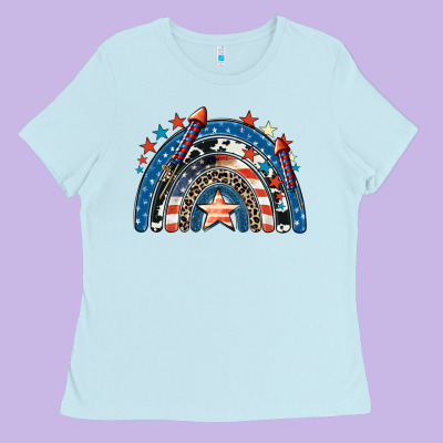 American Rainbow 4th Of July Ladies Tee Designed By Cowgirlartshop