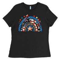 Black American rainbow 4th of july Ladies Tee - CowGirlArtShop