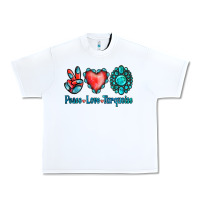 White Peace Love Turquoise Urban Heavy Tee - Jasminsmagicworld