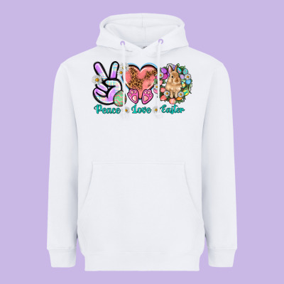 Peace Love Easter Heavyweight Hoodie Designed By Nancycooperartshop