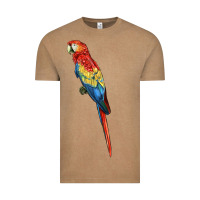 Vintage Coffee Scarlet Macaw Parrot Vintage Tee - LillyAllenDesigns