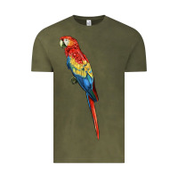 Vintage Olive Scarlet Macaw Parrot Vintage Tee - LillyAllenDesigns