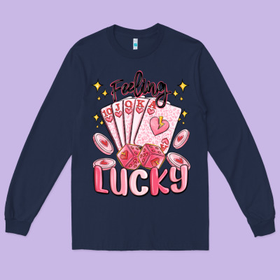 Feeling Lucky Long Sleeve Tee Designed By Maliassmallbusiness