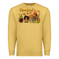 Antique Gold Thankful afro gnome Premium Sweatshirt - NancyCooperArtShop