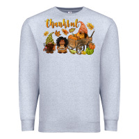 Heather Grey Thankful afro gnome Premium Sweatshirt - NancyCooperArtShop