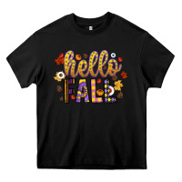 Black hello fall Heavy Core Tee - CowhideDigitalArt