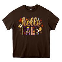 Chocolate Brown hello fall Heavy Core Tee - CowhideDigitalArt