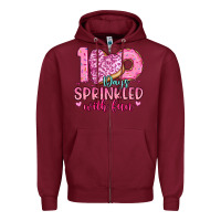 Burgundy 100 days sprinkled with fun Zipper Hoodie - Artiststas