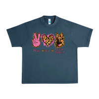 Midnight Navy Peace Love German Shepherd Urban Heavy Tee - Jasminsmagicworld