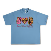 Pebble Blue Peace Love German Shepherd Urban Heavy Tee - Jasminsmagicworld