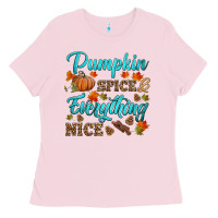 Bubblegum Pink pumpkin spice everything nice Ladies Tee - HRA Design Shop