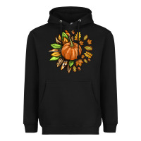 Black Fall Sunflower with Pumpkin Heavyweight Hoodie - texasbilliewilder