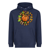 Navy Fall Sunflower with Pumpkin Heavyweight Hoodie - texasbilliewilder