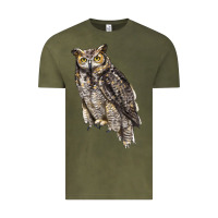 Vintage Olive Great Horned Owl Vintage Tee - LillyAllenDesigns