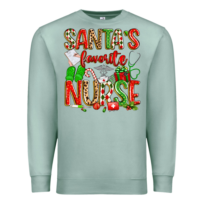 Santa's Favorite Nurse Premium Sweatshirt by texasbilliewilder | Teevron