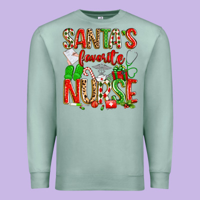 Santa's Favorite Nurse Premium Sweatshirt Designed By Texasbilliewilder