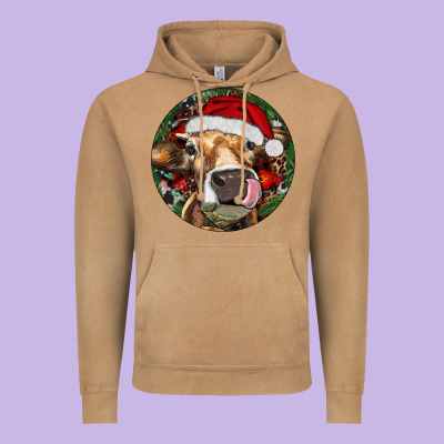 Hereford Cow Christmas Vintage Hoodie Designed By Ranaportraitstore