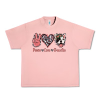 Salmon Peace Love French Bulldog Urban Heavy Tee - Jasminsmagicworld
