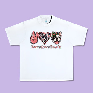 Peace Love French Bulldog Urban Heavy Tee Designed By Jasminsmagicworld