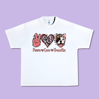 Peace Love French Bulldog Urban Heavy Tee Designed By Jasminsmagicworld
