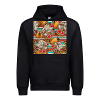 Black western cow with hay and flowers seamless pattern Urban Hoodie - FaDigitalArtStudio