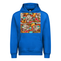 Cobalt western cow with hay and flowers seamless pattern Urban Hoodie - FaDigitalArtStudio